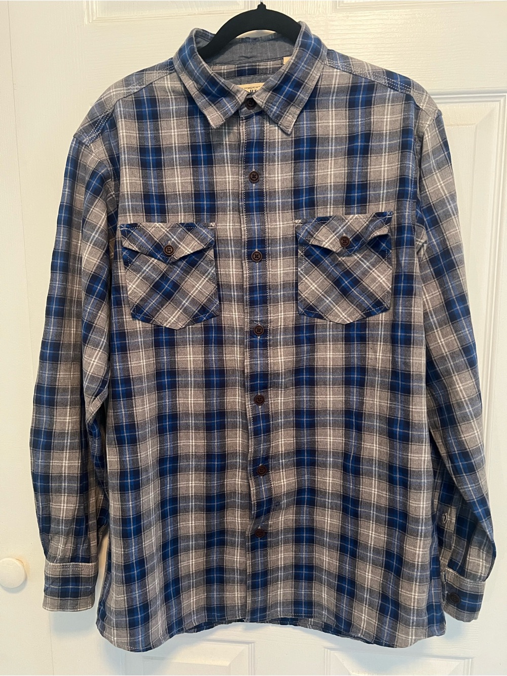 RedHead Blue and Gray Plaid Men's Button-Down Shirt